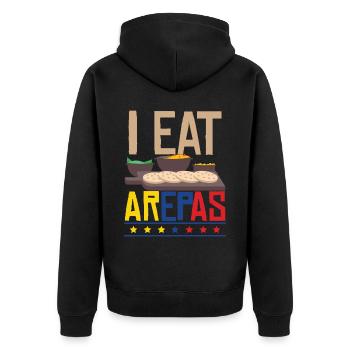 Je mange des arepas - Veste à capuche bio Premium Unisexe - noir - Dos - Nico (187cm)