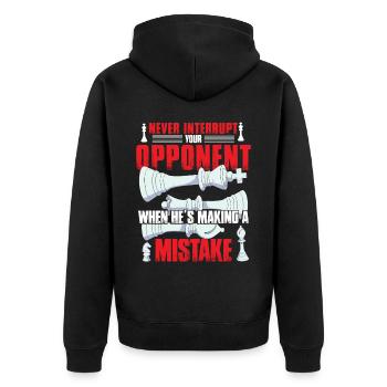 Chess Chess Player Humor Chess Board - Unisex Premium Organic Zip Hoodie - black - Back - Nico (187cm)