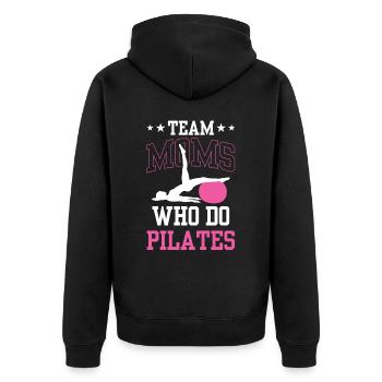 Team Mütter Die Pilates Machen Mama Mutter Mami - Unisex Premium Bio Zip Hoodie - Schwarz - Hinten - Nico (187cm)