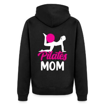 Pilates Mama Mami Mutter Liebhaber - Unisex Premium Bio Zip Hoodie - Schwarz - Hinten - Nico (187cm)