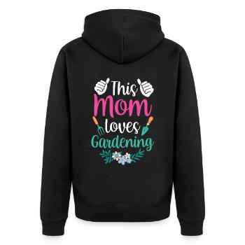 This Mom Loves Gardening Mom Garden - Unisex Premium Organic Zip Hoodie - black - Back - Nico (187cm)