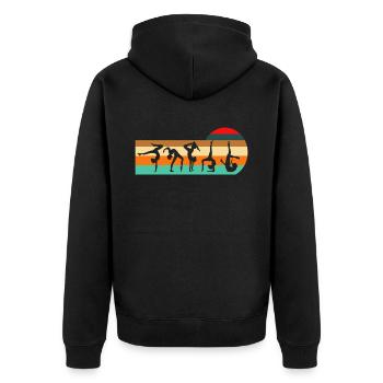 Retro Turnen Handstand Training Gymnastik - Unisex Premium Bio Zip Hoodie - Schwarz - Hinten - Nico (187cm)
