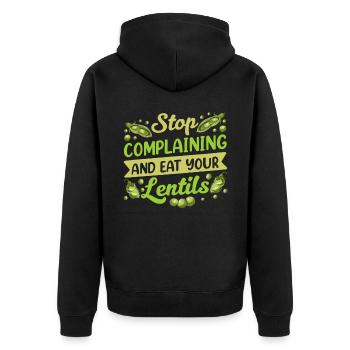 Stop Whining And Eat Your Lens Lens - Unisex Premium Organic Zip Hoodie - black - Back - Nico (187cm)