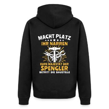 Spengler Spengeln Bauspengler - Unisex Premium Bio Zip Hoodie - Schwarz - Hinten - Nico (187cm)