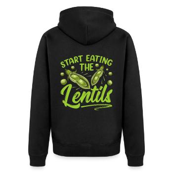 Start The Lentils To Eat Lentil Soup - Unisex Premium Organic Zip Hoodie - black - Back - Nico (187cm)