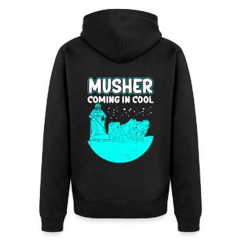 Mushing Schlittenhunde Hundeschlitten Geschenk - Unisex Premium Bio Zip Hoodie - Schwarz - Hinten - Nico (187cm)