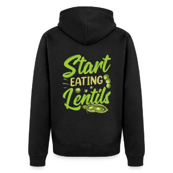 Start eating lentils Lentil soup - Unisex Premium Organic Zip Hoodie - black - Back - Nico (187cm)