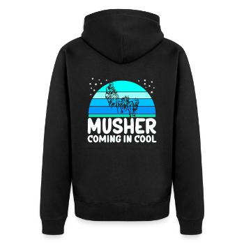Mushing Hundeschlitten | Schlittenhunde Geschenk - Unisex Premium Bio Zip Hoodie - Schwarz - Hinten - Nico (187cm)