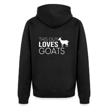Typ Ziegen Spruch - Unisex Premium Bio Zip Hoodie - Schwarz - Hinten - Nico (187cm)