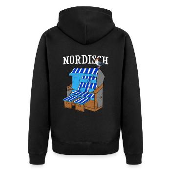 Moin Beach Chair Holiday Northern Lights Nordic Baltic Sea - Unisex Premium Organic Zip Hoodie - black - Back - Nico (187cm)