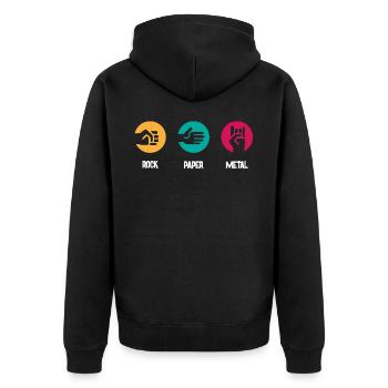 Musique métal, musique rock papier métal - Veste à capuche bio Premium Unisexe - noir - Dos - Nico (187cm)
