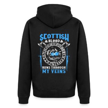 Scottish Blood Runs Through My Veins - Unisex Premium Organic Zip Hoodie - black - Back - Nico (187cm)