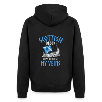 Scottish Blood Runs Through My Veins - Unisex Premium Organic Zip Hoodie - black - Back - Nico (187cm)