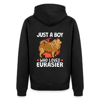 Nur eine Junge der Eurasier liebt Eurasian Dog - Unisex Premium Bio Zip Hoodie - Schwarz - Hinten - Nico (187cm)