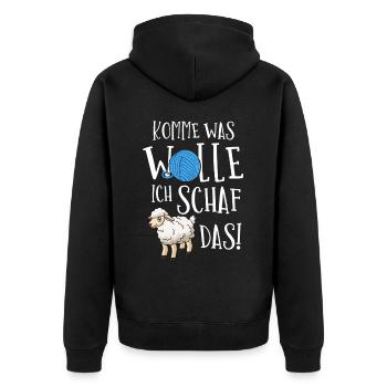 Schaf, Hirte, Schafhirte, Schafzucht - Unisex Premium Bio Zip Hoodie - Schwarz - Hinten - Nico (187cm)