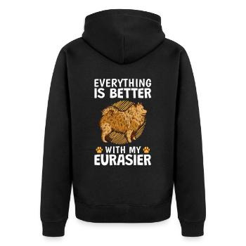 Alles ist besser mit einem Eurasier Eurasian Dog - Unisex Premium Bio Zip Hoodie - Schwarz - Hinten - Nico (187cm)