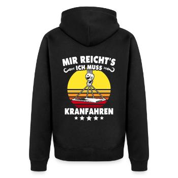 Kranführer Raupenkran Kranfahrer - Unisex Premium Bio Zip Hoodie - Schwarz - Hinten - Nico (187cm)