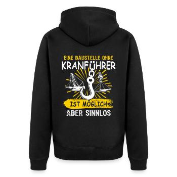 Kranführer Raupenkran Kranfahrer - Unisex Premium Bio Zip Hoodie - Schwarz - Hinten - Nico (187cm)