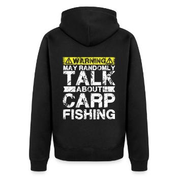 Angeln - Karpfenfisch - Unisex Premium Bio Zip Hoodie - Schwarz - Hinten - Nico (187cm)