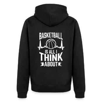 my heart beats for basketball - Unisex Premium Organic Zip Hoodie - black - Back - Nico (187cm)