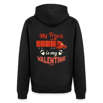 My Truck Is My Valentine - Unisex Premium Bio Zip Hoodie - Schwarz - Hinten - Nico (187cm)
