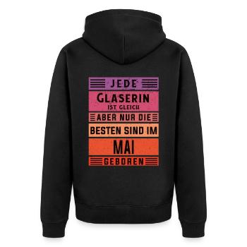 Glaserinei Geburtstag Mai geboren Glaserin - Unisex Premium Bio Zip Hoodie - Schwarz - Hinten - Nico (187cm)