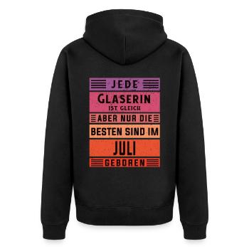 Glaserinei Geburtstag Juli geboren Glaserin - Unisex Premium Bio Zip Hoodie - Schwarz - Hinten - Nico (187cm)