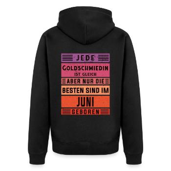 Juwelier Geburtstag Juni geboren Goldschmiedin - Unisex Premium Bio Zip Hoodie - Schwarz - Hinten - Nico (187cm)