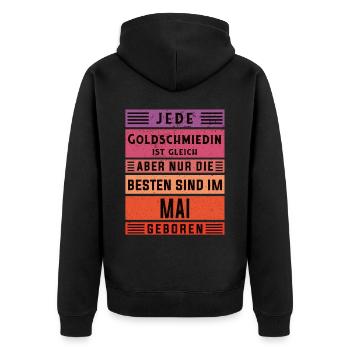 Juwelier Geburtstag Mai geboren Goldschmiedin - Unisex Premium Bio Zip Hoodie - Schwarz - Hinten - Nico (187cm)