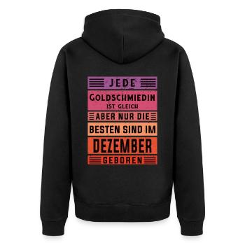 Juwelier Geburtstag Dezember geboren Goldschmiedin - Unisex Premium Bio Zip Hoodie - Schwarz - Hinten - Nico (187cm)