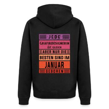 Illustrator Geburtstag Januar geboren - Unisex Premium Bio Zip Hoodie - Schwarz - Hinten - Nico (187cm)