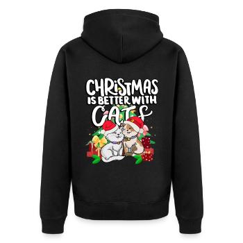 Noël est mieux avec des chats heureux - Veste à capuche bio Premium Unisexe - noir - Dos - Nico (187cm)