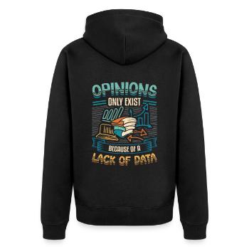 Meinungen Datenmangel - Datenwissenschaftler Daten - Unisex Premium Bio Zip Hoodie - Schwarz - Hinten - Nico (187cm)