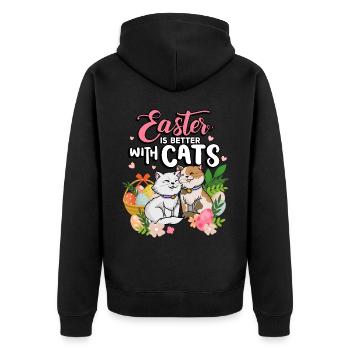 Pâques est mieux avec les chats Vacances de la saison de Pâques - Veste à capuche bio Premium Unisexe - noir - Dos - Nico (187cm)