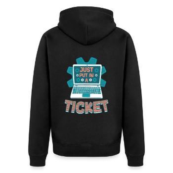 Einfach Ein Ticket Öffnen Help Desk Tech Support - Unisex Premium Bio Zip Hoodie - Schwarz - Hinten - Nico (187cm)