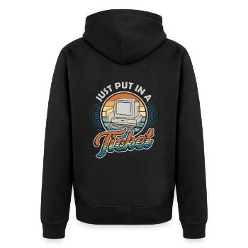 Einfach Ein Ticket Öffnen Help Desk Tech Support - Unisex Premium Bio Zip Hoodie - Schwarz - Hinten - Nico (187cm)