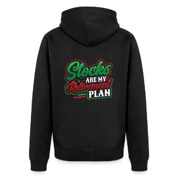 Aktien Sind Mein Ruhestandsplan - Unisex Premium Bio Zip Hoodie - Schwarz - Hinten - Nico (187cm)