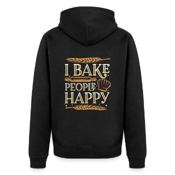 Ich Backe Menschen Glücklich Backen Liebhaber - Unisex Premium Bio Zip Hoodie - Schwarz - Hinten - Nico (187cm)