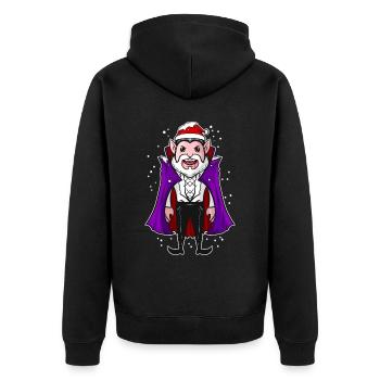 Cute Kawaii Vampire in Snow wearing Santa Hat - Unisex Premium Organic Zip Hoodie - black - Back - Nico (187cm)