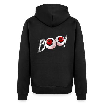 Scary BOO eyeballs For Halloween - Unisex Premium Organic Zip Hoodie - black - Back - Nico (187cm)
