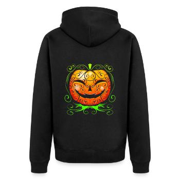 Pumpkin With Ornaments For Halloween - Unisex Premium Organic Zip Hoodie - black - Back - Nico (187cm)