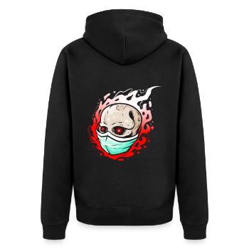 Crâne enflammé portant un masque facial pour Halloween - Veste à capuche bio Premium Unisexe - noir - Dos - Nico (187cm)