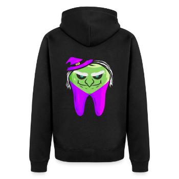 Evil Green Witch Tooth For Dentist On Halloween - Unisex Premium Organic Zip Hoodie - black - Back - Nico (187cm)