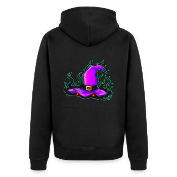 Chapeau de sorcière maléfique aux yeux brillants pour Halloween - Veste à capuche bio Premium Unisexe - noir - Dos - Nico (187cm)