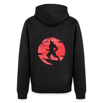 Werewolf Howling In Front Of The Moon On Halloween - Unisex Premium Bio Zip Hoodie - Schwarz - Hinten - Nico (187cm)