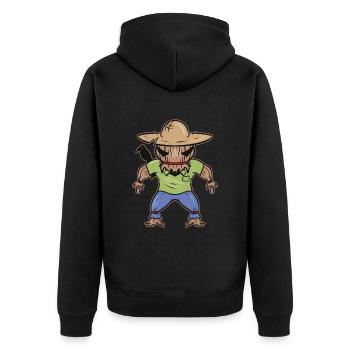 Cute Kawaii Scary Scarecrow Made Of For Halloween - Unisex Premium Organic Zip Hoodie - black - Back - Nico (187cm)
