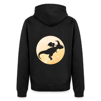 Un dragon magique avec un chapeau volant près de la lune - Veste à capuche bio Premium Unisexe - noir - Dos - Nico (187cm)