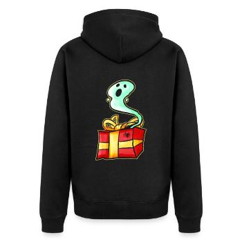 Spirit Ghost Escapes Present Christmas Halloween - Unisex Premium Bio Zip Hoodie - Schwarz - Hinten - Nico (187cm)