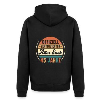 45. Geburtstag 45 Jahre - Unisex Premium Bio Zip Hoodie - Schwarz - Hinten - Nico (187cm)