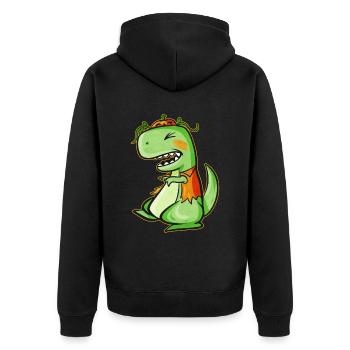 Tyrannosaurus Rex T-Rex With Vest And Pumpkin For - Unisex Premium Organic Zip Hoodie - black - Back - Nico (187cm)